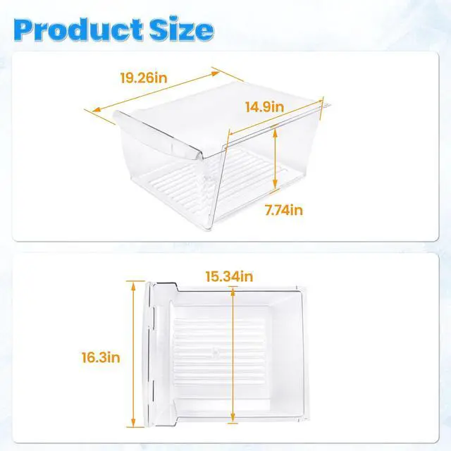 Alt view image 5 of 7 - 240351061 Crisper Pan Drawer Compatible with Frigidaire Refrigerator Freezer AP4424911 240351005 240351062 Plastic (PC) Replacement Only Clear
