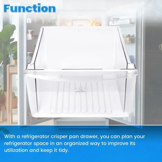 Alt view image 6 of 7 - 240351061 Crisper Pan Drawer Compatible with Frigidaire Refrigerator Freezer AP4424911 240351005 240351062 Plastic (PC) Replacement Only Clear