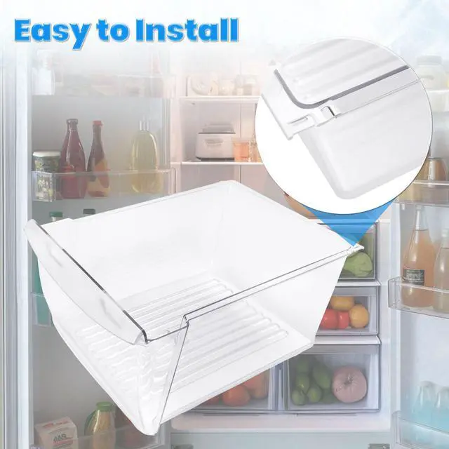 Alt view image 7 of 7 - 240351061 Crisper Pan Drawer Compatible with Frigidaire Refrigerator Freezer AP4424911 240351005 240351062 Plastic (PC) Replacement Only Clear