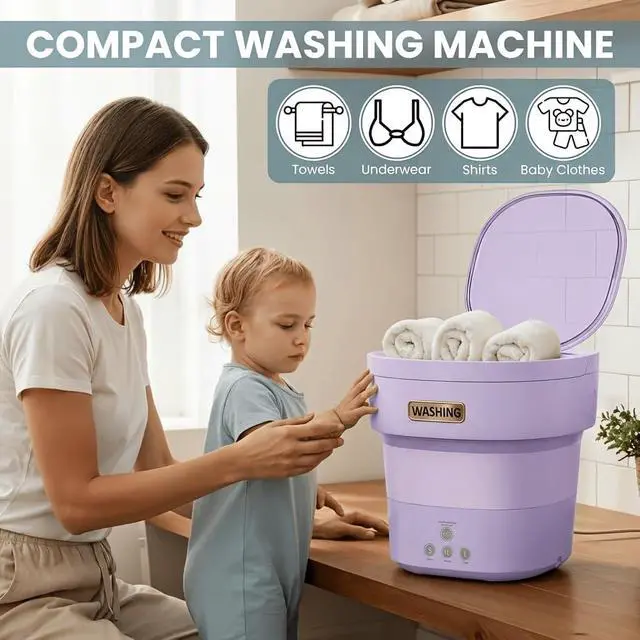 Alt view image 5 of 6 - Portable Foldable Washer,Mini Washing Machine with Deep Cleaning Power-Ultra-Compact & Lightweight,Folds Flat for Easy Storage (Great for Camping,Apartments,and Gifts)