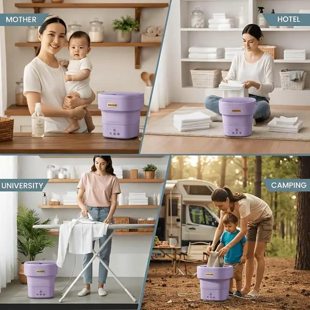 Alt view image 6 of 6 - Portable Foldable Washer,Mini Washing Machine with Deep Cleaning Power-Ultra-Compact & Lightweight,Folds Flat for Easy Storage (Great for Camping,Apartments,and Gifts)