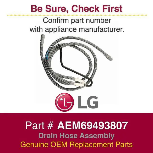 Alt view image 4 of 5 - AEM69493807 Hose Assembly, Drain, White
