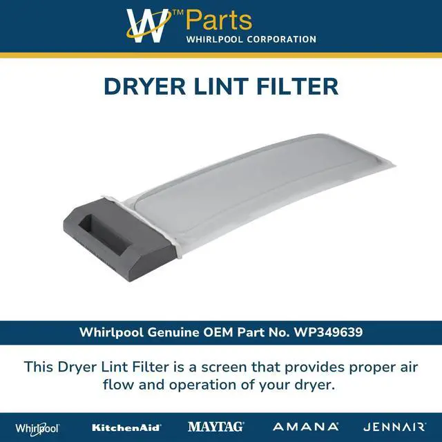 Alt view image 4 of 6 - Whirlpool WP349639 Genuine OEM Dryer Lint Filter Replacement Part - Replaces 3387232, 693845, 786054, 349639