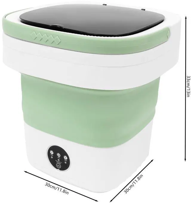 Alt view image 3 of 6 - Electronic Underwear Washer Machine with Blue Light,12L Portable Foldable Mini Washing Machine with 3 Intelligent Cleaning Modes for Travel, Camping, Apartment, Dorm, Socks, Underwear,Green