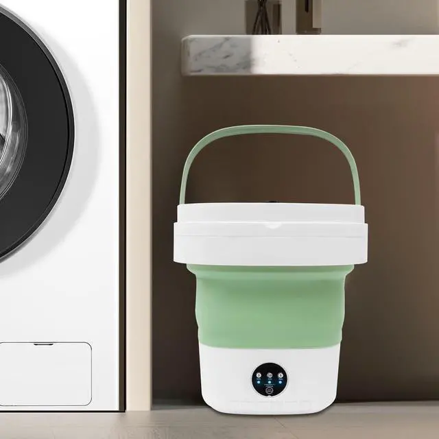 Alt view image 5 of 6 - Electronic Underwear Washer Machine with Blue Light,12L Portable Foldable Mini Washing Machine with 3 Intelligent Cleaning Modes for Travel, Camping, Apartment, Dorm, Socks, Underwear,Green