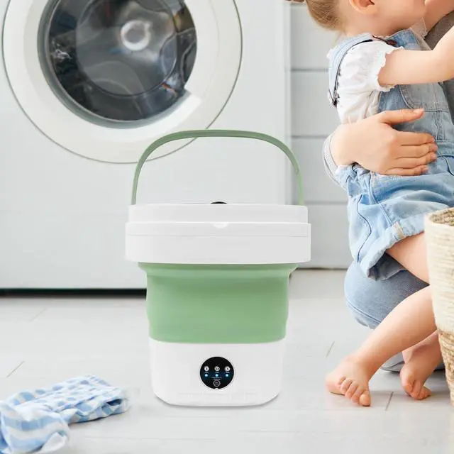 Alt view image 4 of 6 - Electronic Underwear Washer Machine with Blue Light,12L Portable Foldable Mini Washing Machine with 3 Intelligent Cleaning Modes for Travel, Camping, Apartment, Dorm, Socks, Underwear,Green