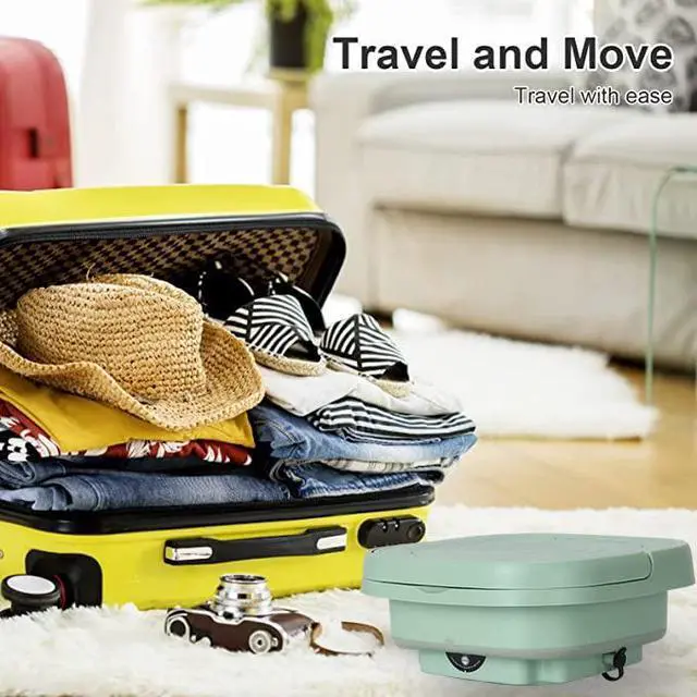 Alt view image 6 of 6 - Portable Washing Machine, Folding Mini Washing Machine with Drain Basket, Portable Washer with Blue Light & Ultrasonic Washing for Apartment, Laundry, Camping, RV, Travel, Underwear