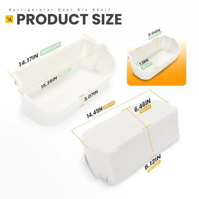 Alt view image 3 of 7 - 240356401 Refrigerator Door Bin Shelf 2Pcs Compatible with Frigidaire Kenmore Refrigerator FFSS2614QS4A FFHS2611PFEA FFSS2614QE6A FFHS2622MSYA FFHS2611LBRA AP2116036 Replacement - White