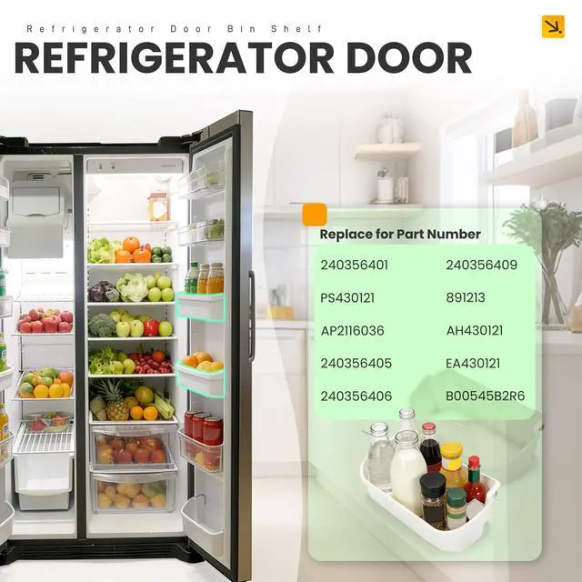 Alt view image 2 of 7 - 240356401 Refrigerator Door Bin Shelf 2Pcs Compatible with Frigidaire Kenmore Refrigerator FFSS2614QS4A FFHS2611PFEA FFSS2614QE6A FFHS2622MSYA FFHS2611LBRA AP2116036 Replacement - White