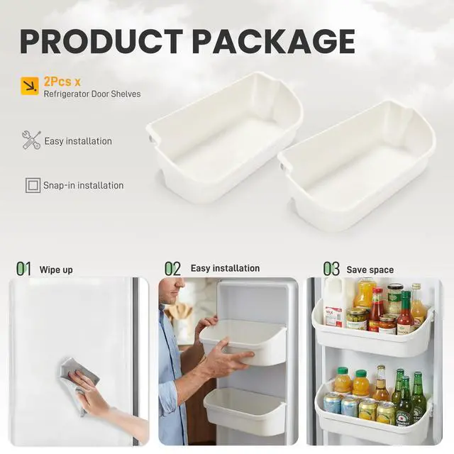 Alt view image 6 of 7 - 240356401 Refrigerator Door Bin Shelf 2Pcs Compatible with Frigidaire Kenmore Refrigerator FFSS2614QS4A FFHS2611PFEA FFSS2614QE6A FFHS2622MSYA FFHS2611LBRA AP2116036 Replacement - White