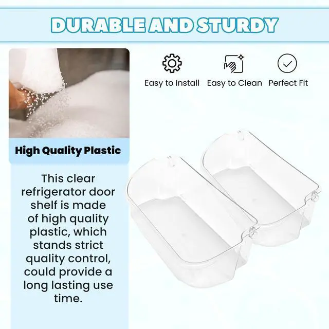 Alt view image 3 of 7 - 2 X 240356402 Refrigerator Door Bin Shelf Compatible with Frigidaire Kenmore Refrigerator FGUS2642LF2 FGHS2631PF4A LFSS2612TF0 LFSS2612TE0 AP2549958 240430305 Replacement - 2Pcs Clear