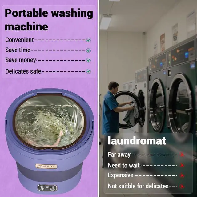 Alt view image 6 of 7 - Collapsible Portable Mini Washing Machine & Dryer 12L Large Capacity, Deep Cleaning for Underwear, Baby Clothes, Socks Perfect for Apartments, Dorms, Hotels, RVs Light Green, American - Green
