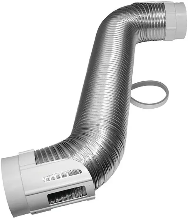 Alt view image 2 of 5 - Dryer to Vent Hookup Kit, Semi-Rigid Flexible Aluminum Duct 4 inch diameter x 8 foot length - Tool-Free Installation, No Clamps or Tape Needed