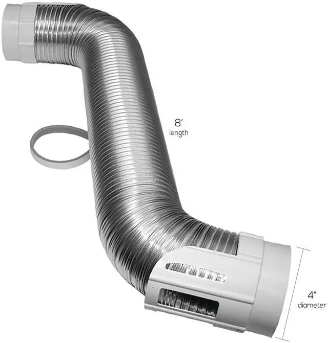 Alt view image 3 of 5 - Dryer to Vent Hookup Kit, Semi-Rigid Flexible Aluminum Duct 4 inch diameter x 8 foot length - Tool-Free Installation, No Clamps or Tape Needed