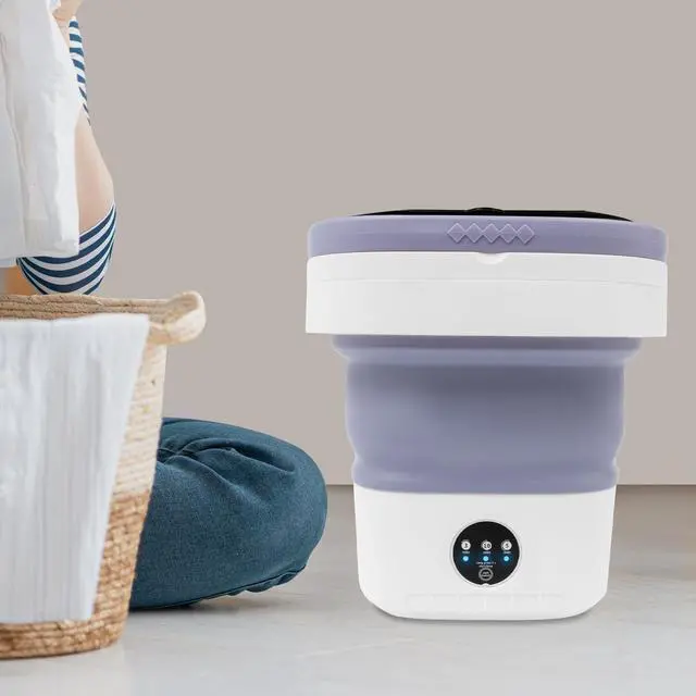 Alt view image 5 of 7 - Portable Washing Machine, 12L Mini Foldable Mini Washing Machine w/2 Washing Time & 1 Drainage Time, Suitable for Underwear,Socks,Baby Clothes,Pet Clothes (Purple)
