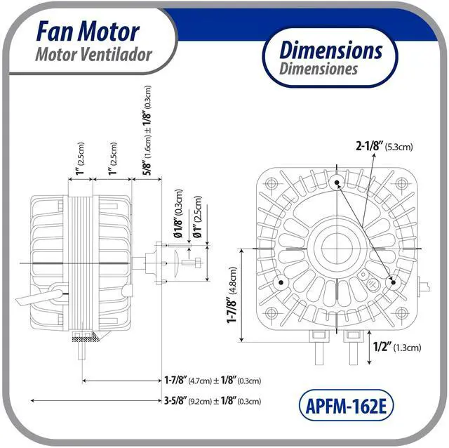Alt view image 2 of 6 - Appli Parts APFM-162E 16W refrigeration condenser and evaporator motor 220V 60Hz 0.5A 1300rpm includes base and 10in aluminum Fan Blade CCW shaft end Universal fit