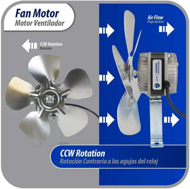 Alt view image 5 of 6 - Appli Parts APFM-162E 16W refrigeration condenser and evaporator motor 220V 60Hz 0.5A 1300rpm includes base and 10in aluminum Fan Blade CCW shaft end Universal fit