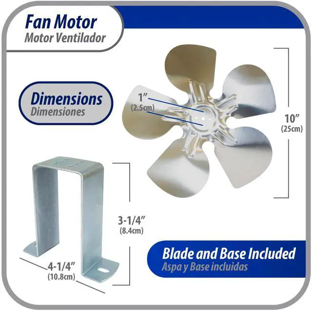 Alt view image 4 of 6 - Appli Parts APFM-162E 16W refrigeration condenser and evaporator motor 220V 60Hz 0.5A 1300rpm includes base and 10in aluminum Fan Blade CCW shaft end Universal fit