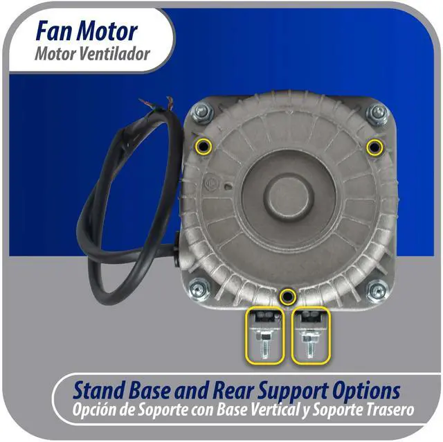 Alt view image 6 of 6 - Appli Parts APFM-162E 16W refrigeration condenser and evaporator motor 220V 60Hz 0.5A 1300rpm includes base and 10in aluminum Fan Blade CCW shaft end Universal fit