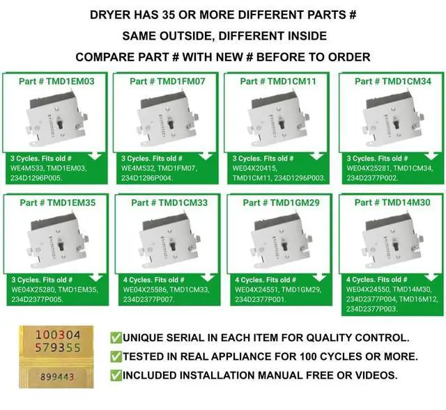 Alt view image 4 of 7 - TMD14M30, TMD16M12 CKDD14M30X compatible with GE Dryer Timer fits old, TMD14M30, 234D2377P004, TMD16M12, 234D2377P003