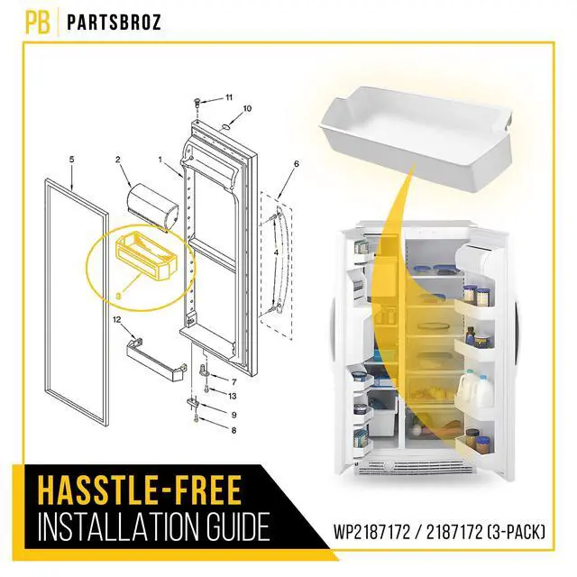 Alt view image 6 of 6 - WP2187172 2187172 Refrigerator Door Shelves for Whirlpool Kenmore (3-Pack) | Also for Amana KitchenAid Crosley, Replaces AP6006028 PS11739091 2187172K, Fits ASD2575BRW01 ASD2575BRS01