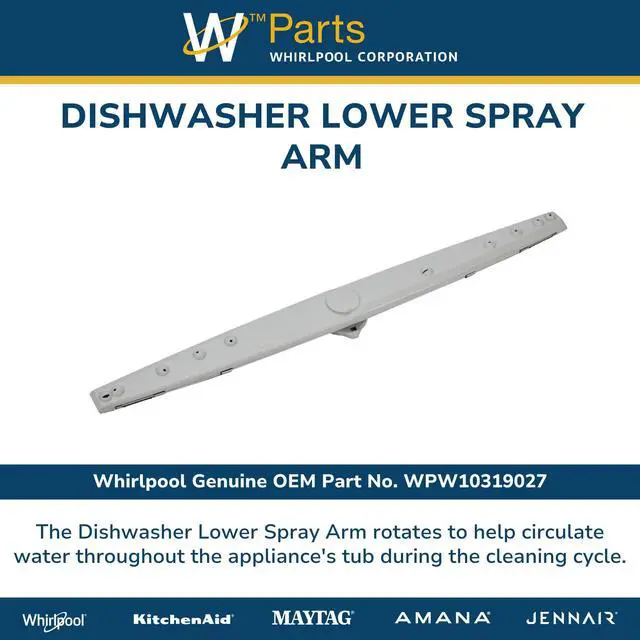 Alt view image 3 of 5 - Whirlpool WPW10319027 OEM Dishwasher Lower Wash Arm Assembly
