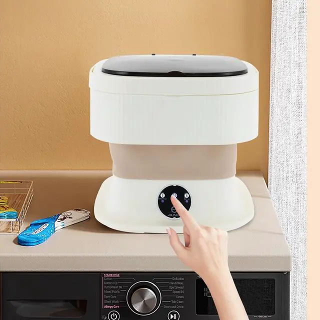 Main image of Portable Washing Machine,10 L Foldable Mini Washer with Turbine Core 3 Wash Modes for Apartments Travel Dorms RV Lightweight Compact Laundry for Underwear Socks(Khaki)