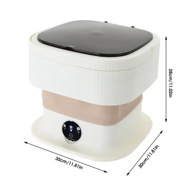 Alt view image 2 of 6 - Portable Washing Machine,10 L Foldable Mini Washer with Turbine Core 3 Wash Modes for Apartments Travel Dorms RV Lightweight Compact Laundry for Underwear Socks(Khaki)