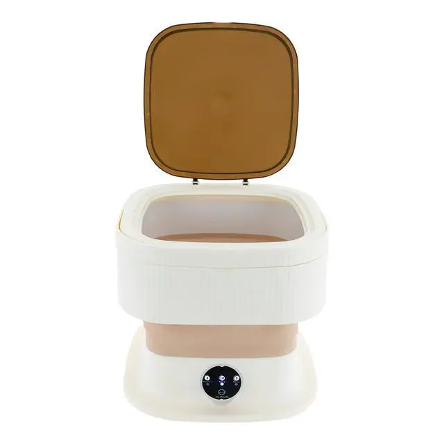 Alt view image 4 of 6 - Portable Washing Machine,10 L Foldable Mini Washer with Turbine Core 3 Wash Modes for Apartments Travel Dorms RV Lightweight Compact Laundry for Underwear Socks(Khaki)