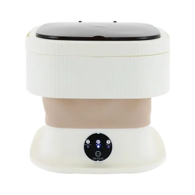 Alt view image 6 of 6 - Portable Washing Machine,10 L Foldable Mini Washer with Turbine Core 3 Wash Modes for Apartments Travel Dorms RV Lightweight Compact Laundry for Underwear Socks(Khaki)