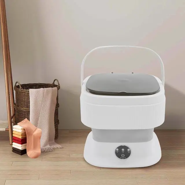 Alt view image 6 of 7 - Portable Washing Machine,10 L Foldable Mini Washer with Turbine Core 3 Wash Modes for Apartments Travel Dorms RV Lightweight Compact Laundry for Underwear Socks(Grey)