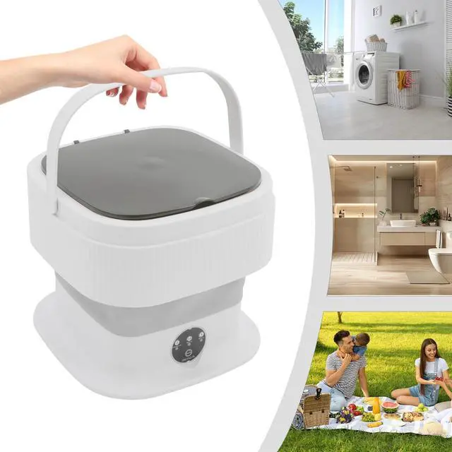 Alt view image 7 of 7 - Portable Washing Machine,10 L Foldable Mini Washer with Turbine Core 3 Wash Modes for Apartments Travel Dorms RV Lightweight Compact Laundry for Underwear Socks(Grey)