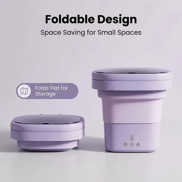Alt view image 4 of 7 - Portable Washing Machine, Mini Washer and Spin-Dryer With Folding Hanger, Compact Laundry Machine of Underwear, Baby Clothes, for Apartments, Dormitories, RV, Travel, (Purple)