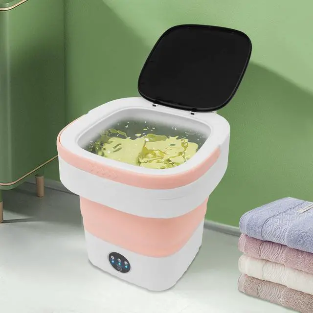 Alt view image 3 of 7 - Portable Washing Machine, 12L Mini Foldable Mini Washing Machine w/2 Washing Time & 1 Drainage Time, Suitable for Underwear,Socks,Baby Clothes,Pet Clothes (Pink)