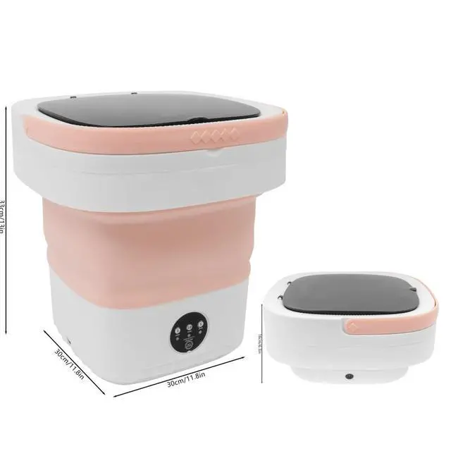 Alt view image 7 of 7 - Portable Washing Machine,12L Upgraded With Spin Basket,Foldable Mini Washing Machine with 3 Modes Cleaning Small Washer for Baby Clothes, Underwear or Small Items, Apartment, Dorm,RV (Pink)