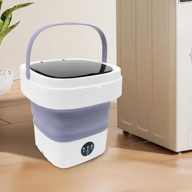 Alt view image 5 of 7 - Portable Washing Machine,12L Upgraded With Spin Basket,Foldable Mini Washing Machine with 3 Modes Cleaning Small Washer for Baby Clothes, Underwear or Small Items, Apartment, Dorm,RV (Purple)