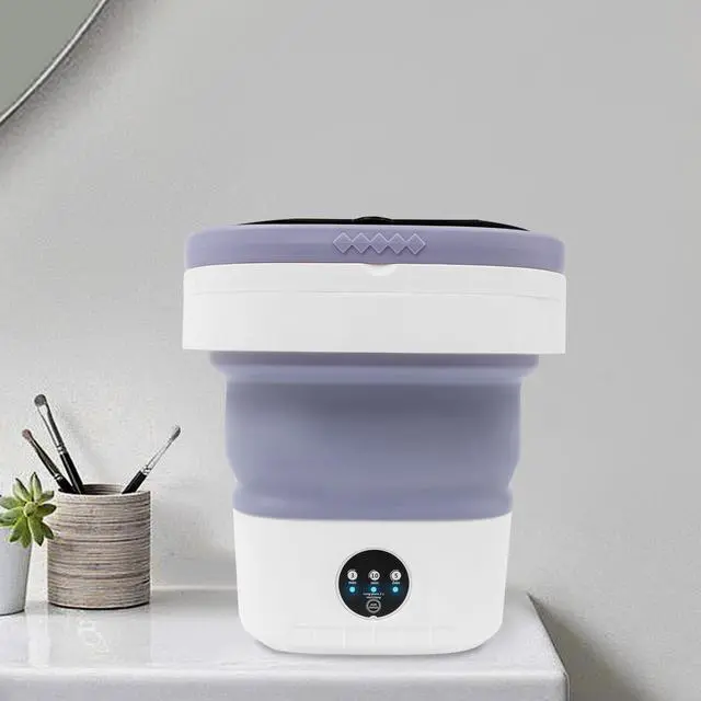 Alt view image 6 of 7 - Portable Washing Machine,12L Upgraded With Spin Basket,Foldable Mini Washing Machine with 3 Modes Cleaning Small Washer for Baby Clothes, Underwear or Small Items, Apartment, Dorm,RV (Purple)