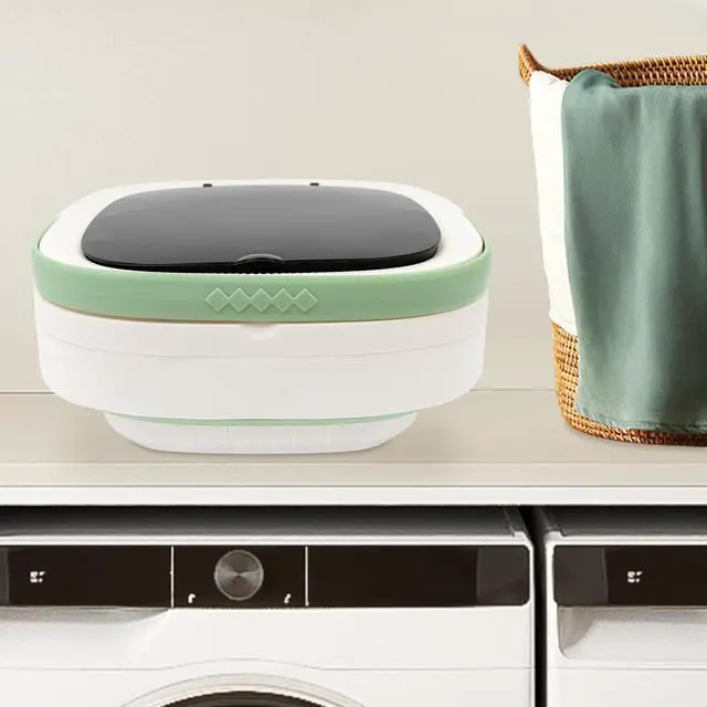 Alt view image 5 of 7 - Portable Washing Machine,12L Upgraded With Spin Basket,Foldable Mini Washing Machine with 3 Modes Cleaning Small Washer for Baby Clothes, Underwear or Small Items, Apartment, Dorm,RV (Green)