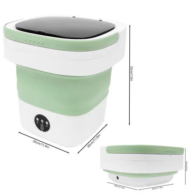 Alt view image 7 of 7 - Portable Washing Machine,12L Upgraded With Spin Basket,Foldable Mini Washing Machine with 3 Modes Cleaning Small Washer for Baby Clothes, Underwear or Small Items, Apartment, Dorm,RV (Green)