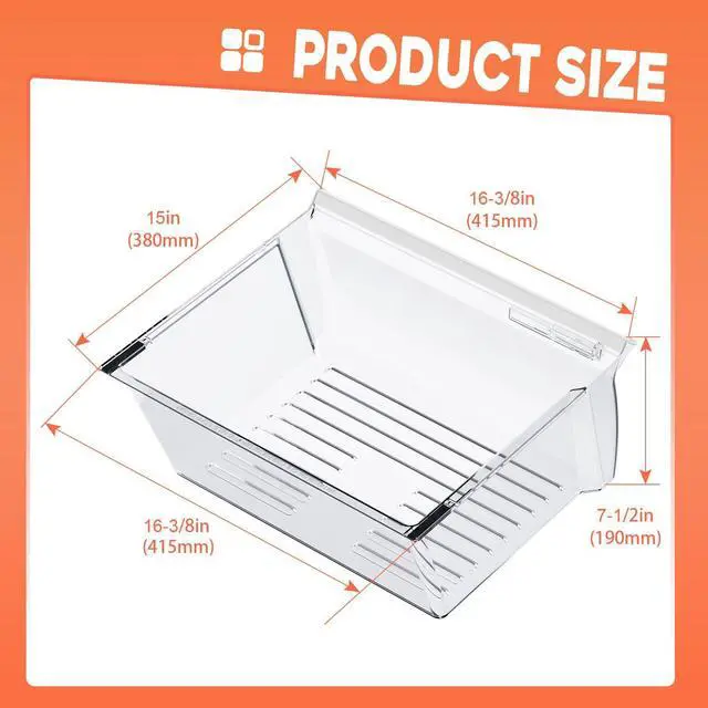 Alt view image 2 of 7 - 2188656 Upper Crisper Pan W/humidity Control & Handle Cover Compatible with Whirlpool Refrigerator Crisper Drawer Replacement only
