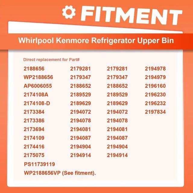 Alt view image 3 of 7 - 2188656 Upper Crisper Pan W/humidity Control & Handle Cover Compatible with Whirlpool Refrigerator Crisper Drawer Replacement only