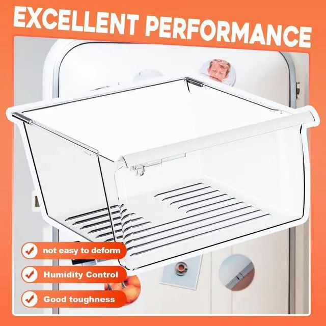 Alt view image 4 of 7 - 2188656 Upper Crisper Pan W/humidity Control & Handle Cover Compatible with Whirlpool Refrigerator Crisper Drawer Replacement only