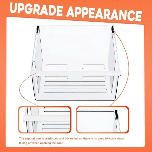 Alt view image 5 of 7 - 2188656 Upper Crisper Pan W/humidity Control & Handle Cover Compatible with Whirlpool Refrigerator Crisper Drawer Replacement only
