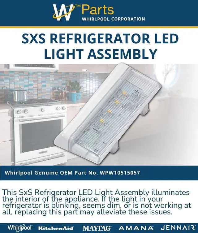 Alt view image 3 of 4 - Whirlp Whirlpool WPW10515057 OEM SxS Refrigerator LED Light Assembly