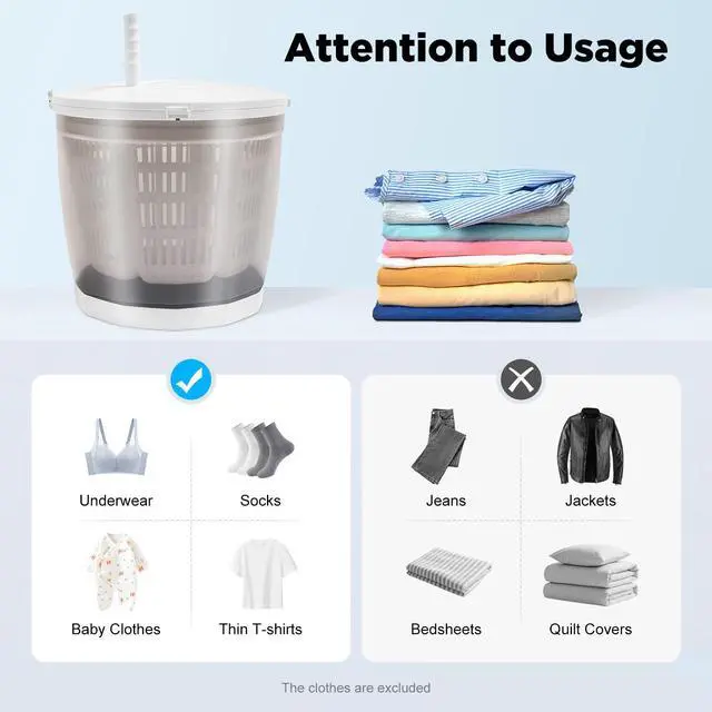 Alt view image 5 of 6 - 2 in 1 Manual Clothes Washer with Detachable Dehydration Basket | 4.4lbs Washing Capacity, Easy to Carry, Manual Traveling Outdoor Washing Machine for RV Travel
