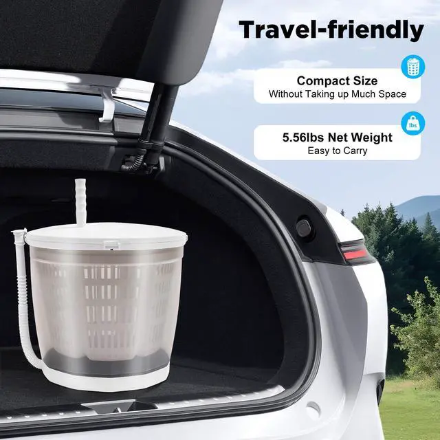 Alt view image 4 of 6 - 2 in 1 Manual Clothes Washer with Detachable Dehydration Basket | 4.4lbs Washing Capacity, Easy to Carry, Manual Traveling Outdoor Washing Machine for RV Travel