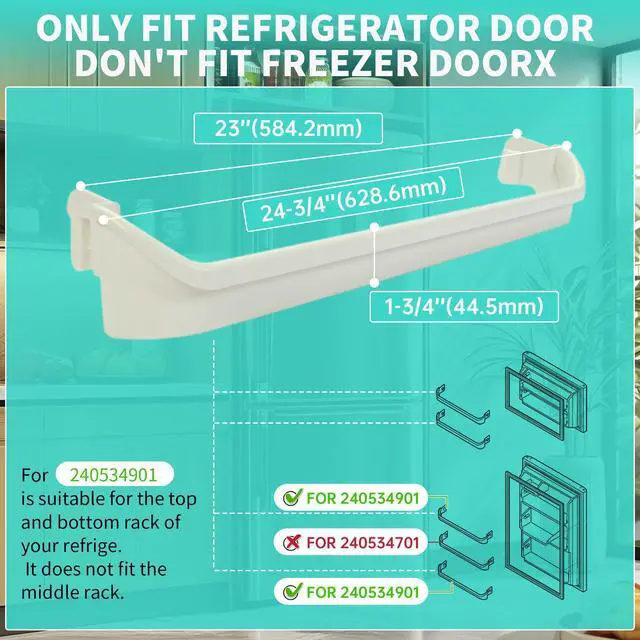 Alt view image 2 of 7 - 240534901 Refrigerator Door Shelf Bar Compatible with Kenmore Frigidaire Replace for #AP3214630 PS734935 Retainer Rack Rail