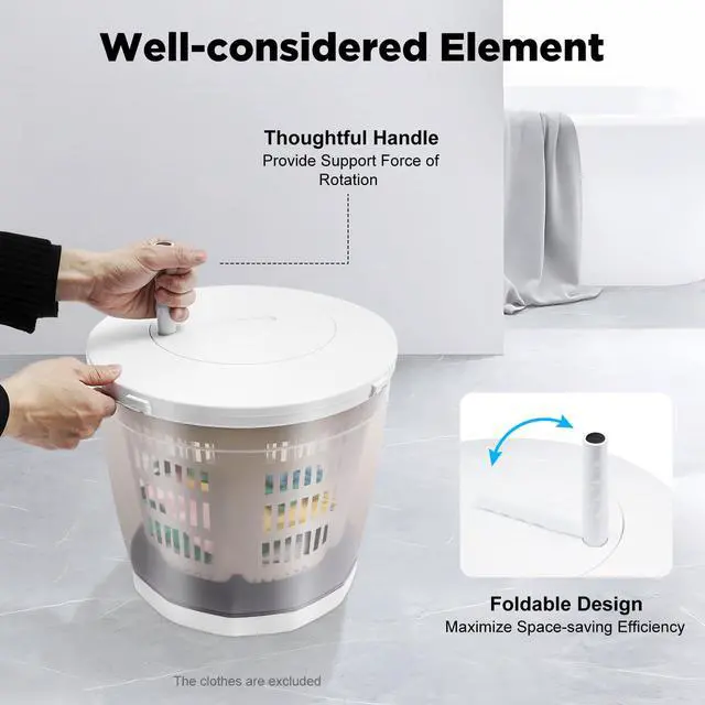 Alt view image 3 of 6 - 2 in 1 Manual Clothes Washer with Detachable Dehydration Basket | 4.4lbs Washing Capacity, Easy to Carry, Manual Traveling Outdoor Washing Machine for RV Travel