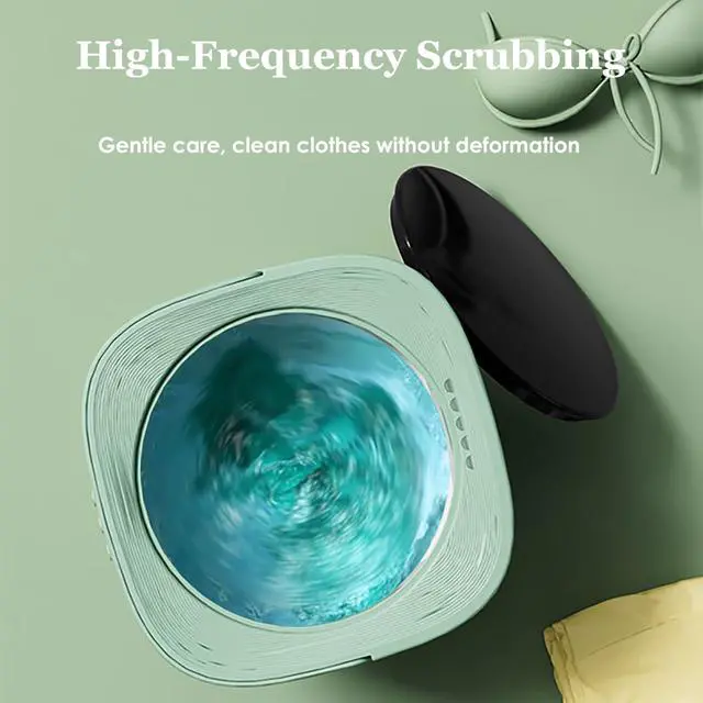 Alt view image 5 of 7 - 6.5L Portable Washing Machine Foldable Mini Small Portable Washer Washing Machine With Drain Basket for Underwear, Baby Clothes, Small Items, Towels US Plug (Green)