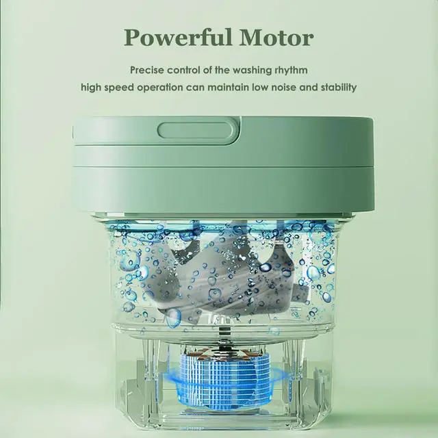 Alt view image 4 of 7 - 6.5L Portable Washing Machine Foldable Mini Small Portable Washer Washing Machine With Drain Basket for Underwear, Baby Clothes, Small Items, Towels US Plug (Green)